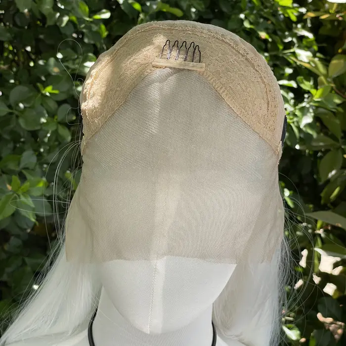 Elf Cosplay – perruque Lace Front Wig synthétique blanche 13x4