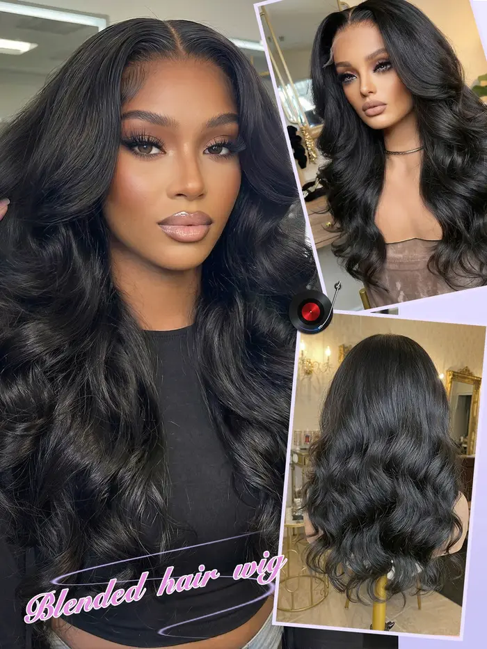 Perruque Lace Front en Cheveux Humains Mélangés et Synthétiques