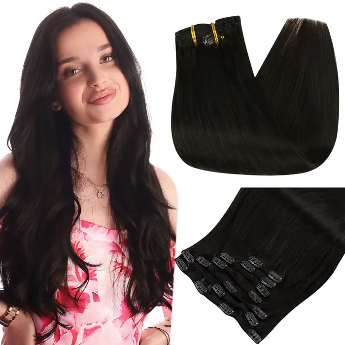 Extensions de cheveux humains pleine brillance pince dans
