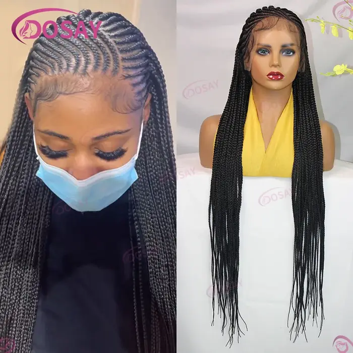 36 "Tresse Cornrow Cheveux Perruque Synthétique Tressée Perruques Pour Femmes Pleine Dentelle