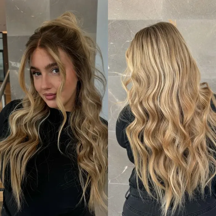 26 pouces Ombre blond doré ombre racines vague profonde 13*4 HD Transparent dentelle perruques vague