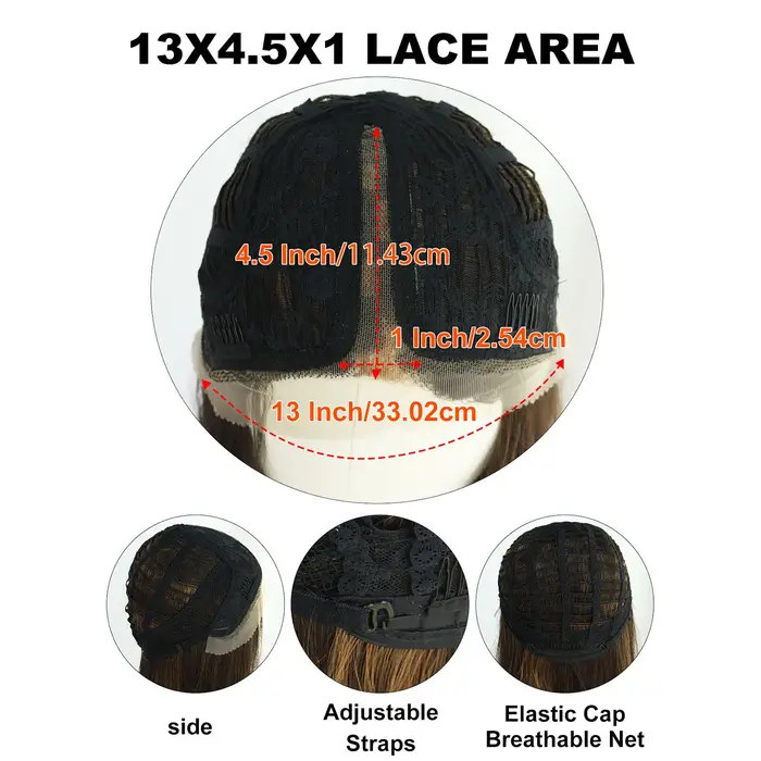 Perruque Lace Front 13x4x1 Brun Foncé avec Mèches Blondes