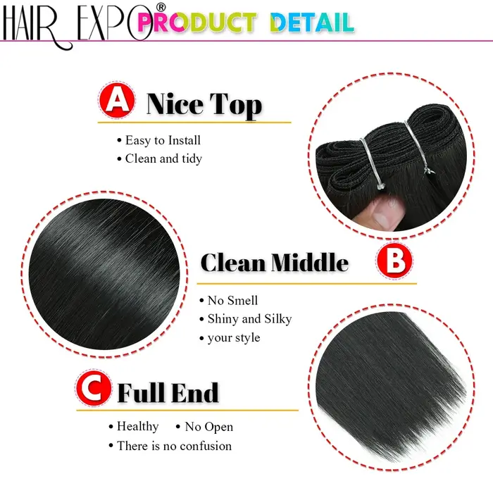 Extensions de cheveux synthétiques lisses de 18 pouces