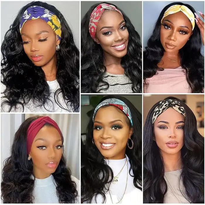16-40 pouces 200 densité bandeau perruque vague de corps brésilien perruque de cheveux humains sans 