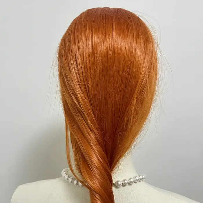 Perruque Lace Front Wig synthétique Orange gingembre, 26 pouces, longue et lisse, 13x4, aspect natur