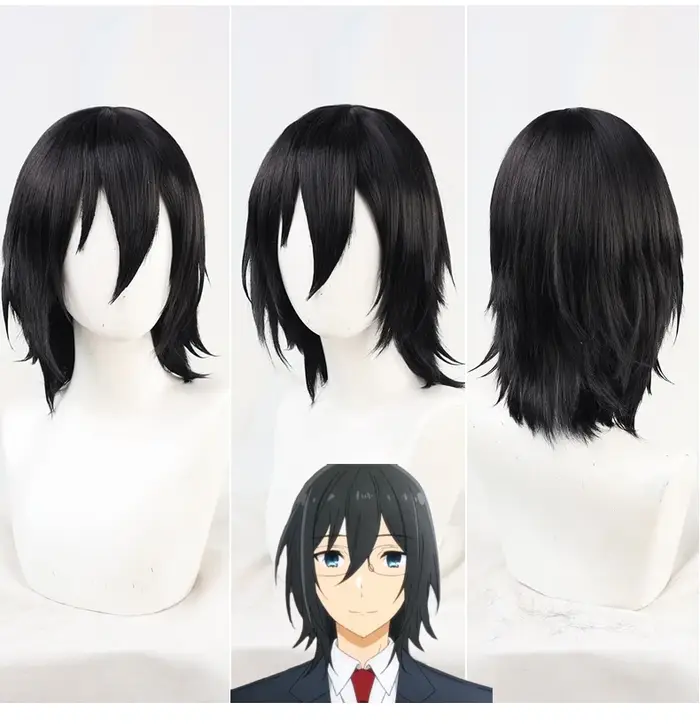 Horimiya-Perruque de Cosplay Synthétique Noire