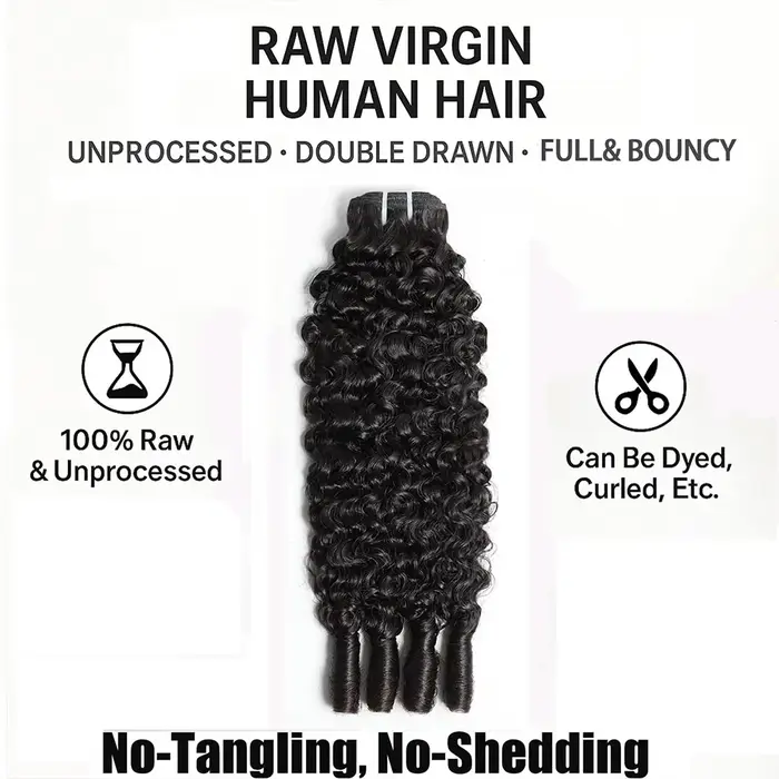 Extensions de cheveux humains à double trame, bouclés birmans, noir 1B, de 10 à 38 pouces, lot multi