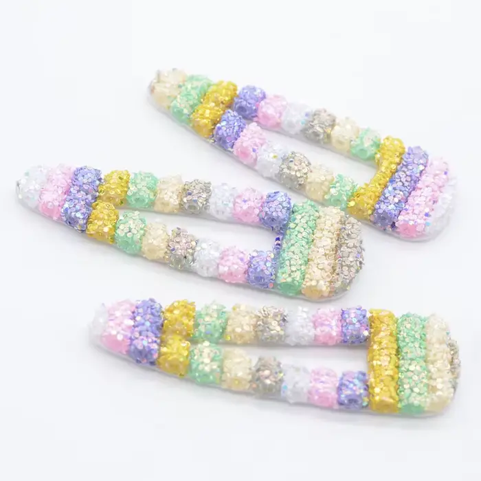 Lot de 6 pinces à cheveux en forme de goutte d'eau avec paillettes arc-en-ciel de 8 cm pour la fabrication de coiffes