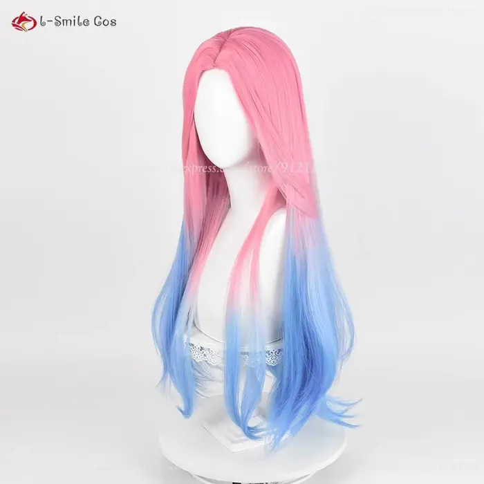 Anime Mizi Cosplay perruque 76 cm de Long rose bleu teint dégradé perruques résistant à la chaleur cheveux synthétiques