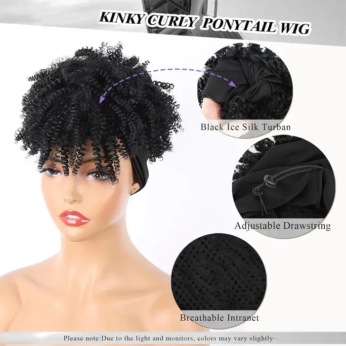 Afro Ombre brun bandeau perruque courte