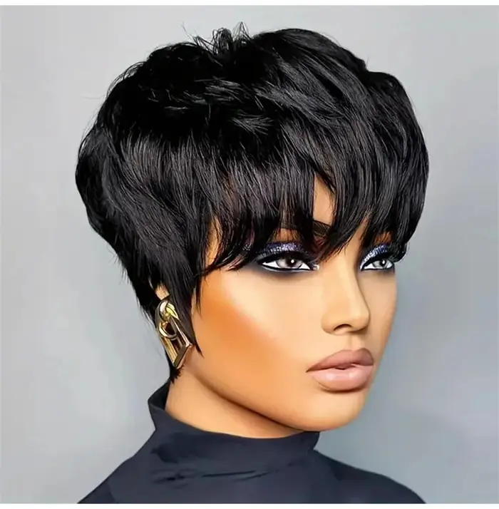 Perruque courte pour femmes perruques de cheveux humains coupe de lutin perruque de vrais cheveux hu