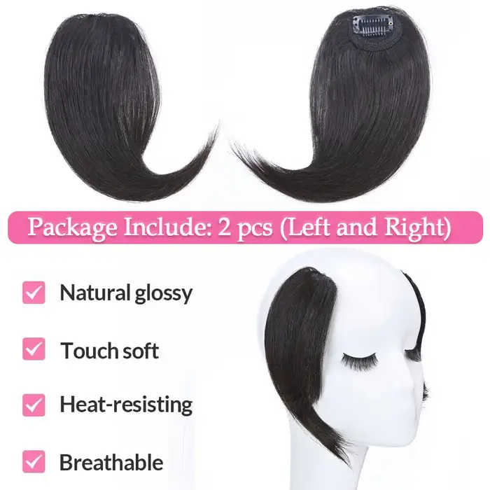 Extensions de Cheveux 100% Naturels avec Frange Latérale Ondulée