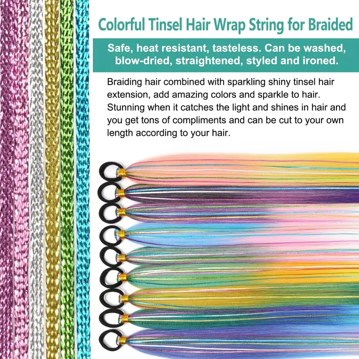 26 pouces cheveux Tinsel couleur tressé queue de cheval Extension 1/2 Pack bleu rose dégradé Extensions