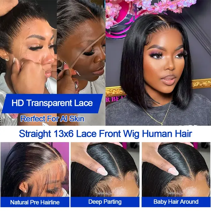 Perruque frontale tressée vietnamienne lisse et droite, pré-épilée, 100 % cheveux humains, sans coll