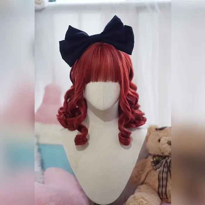 Perruque synthétique Deep Wave style lolita Rose Net de 16 pouces