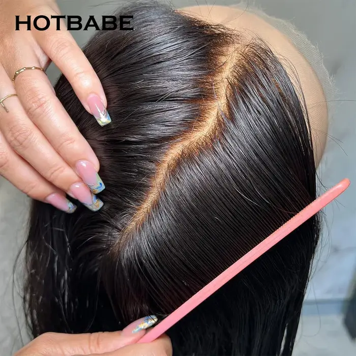 Perruque Lace Front Wig sans colle naturelle brésilienne, cheveux lisses, 13x4/13x6 HD, pre-plucked,