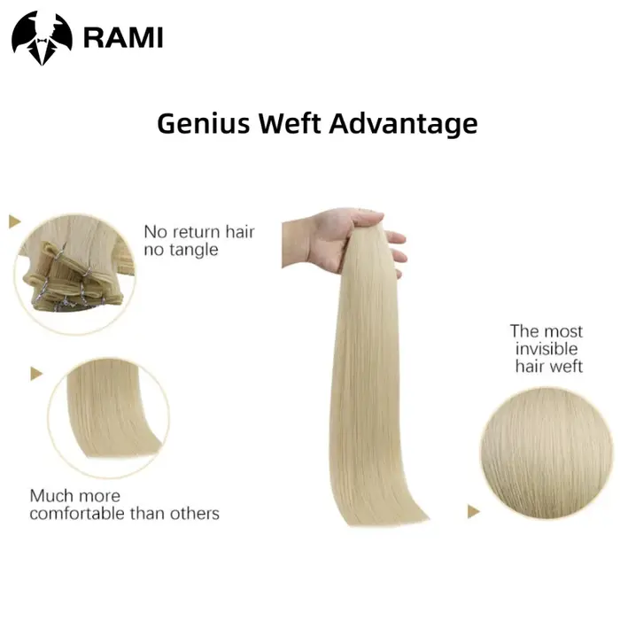 Extensions de cheveux humains à trame génie