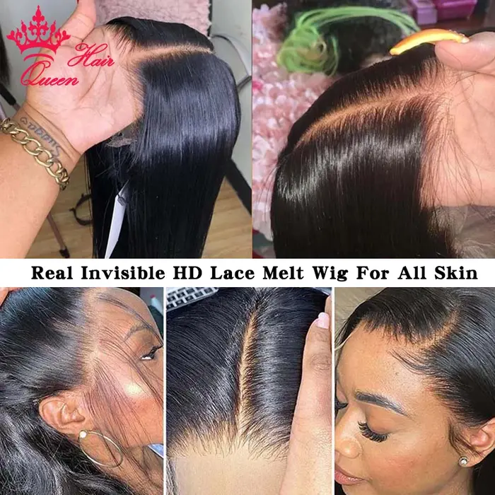 HD 360 Frontal Lace Wig Raw Human Hair Invisible Melt Skin HD Lace Wig Straight High Ponytail Availa
