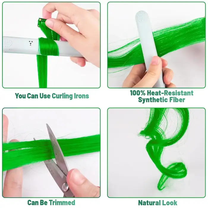 Extensions de cheveux vertes à clipser