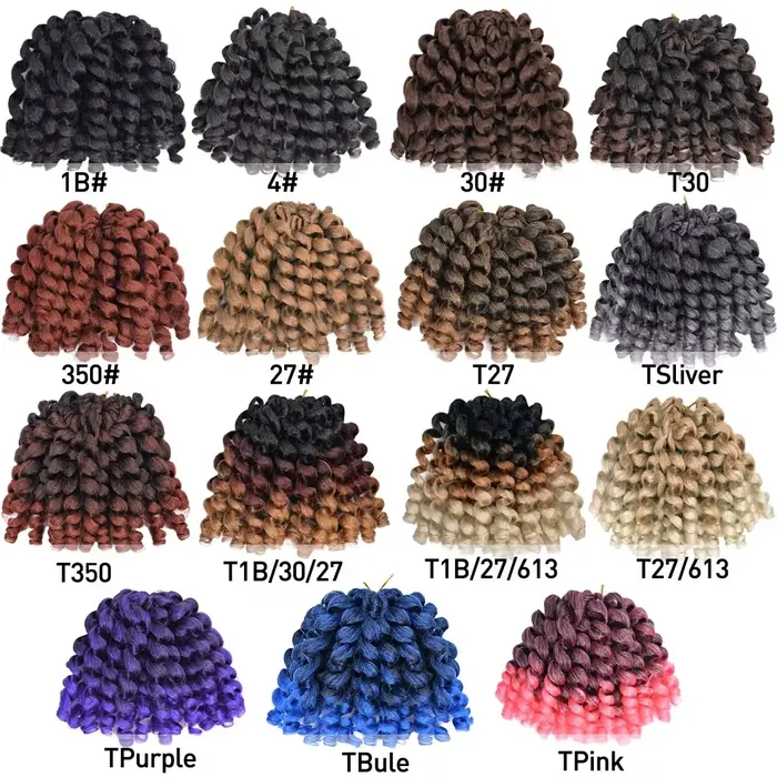 Ombre tressage cheveux Jumpy baguette Curl Crochet tresses synthétique Crochet Extension de cheveux 