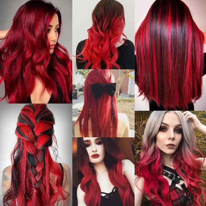 Extensions de cheveux synthétiques colorées de 22 pouces