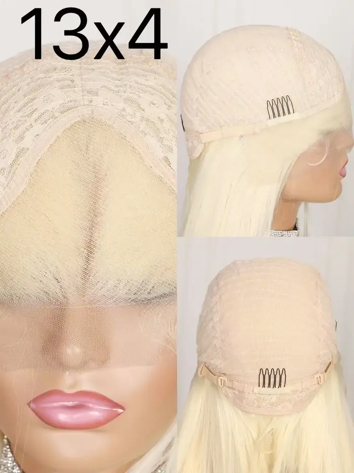 Perruque Bob Lace Frontal Wig courte et lisse, couleur blond miel 613, 13x4, Full HD, pre-plucked, nœuds décolorés, Cosplay, fête quotidienne pour femmes