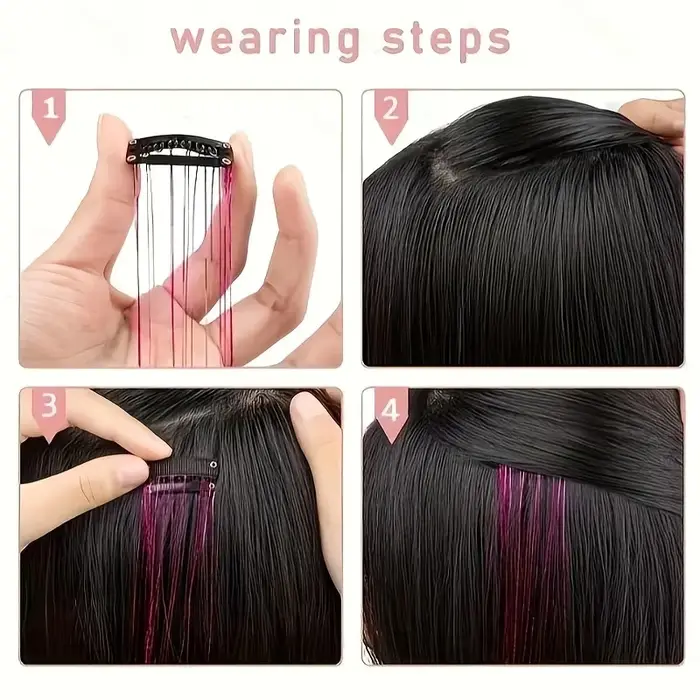Extensions de cheveux en soie arc-en-ciel scintillantes pour femmes