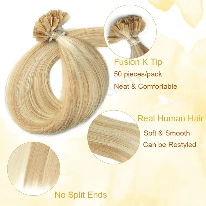 Extensions de cheveux de pointe d'ongle blonde