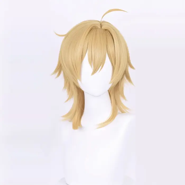 Perruque synthétique courte et lisse à tête de mulet Blonde avec frange, perruque moelleuse de jeu d