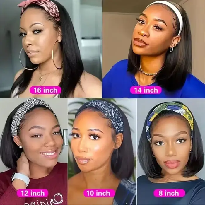 Perruques Bob à bandeau en cheveux humains brésiliens pour femmes noires