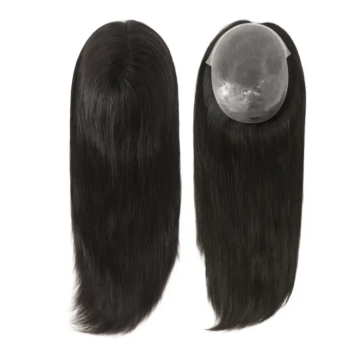 TP22- Toupet à peau fine de 18 pouces pour femmes 7x9 pouces en polyskin cheveux brésiliens Toppers