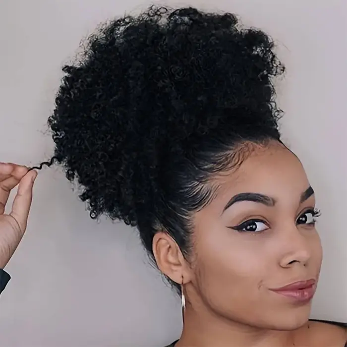 Synthétique grande Afro bouffée cordon queue de cheval crépus bouclés chignon postiche afro-américaine pince dans les Extensions Updo pour les femmes noires