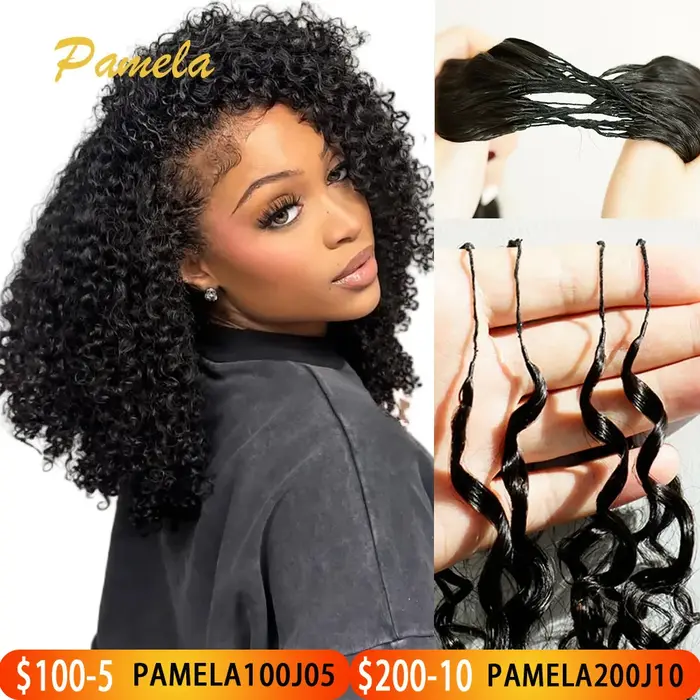 Extensions de cheveux humains au Crochet pré-séparés sans nœuds Extensions de cheveux en plumes bouc