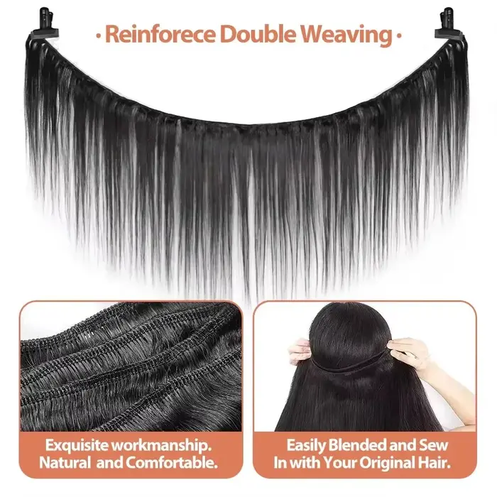 Extensions de cheveux humains brésiliens vierges non traités, lisses comme des baguettes, 28 28 30 p