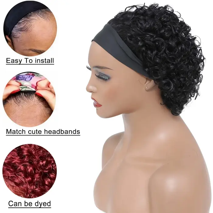 Bandeau perruque cheveux humains pour femme coupe lutin