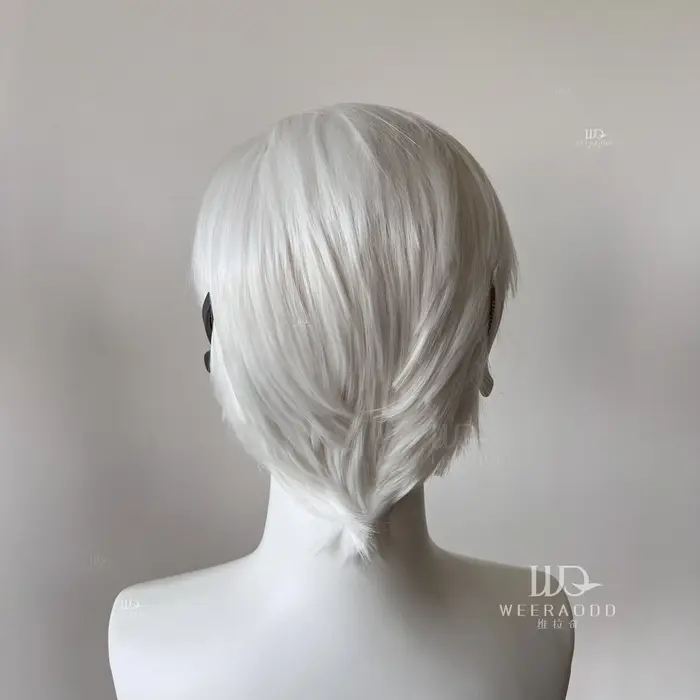 Perruque Lace Front Wig synthétique courte blanche, 8 pouces, 13x4, Blonde argentée, en Fiber résist