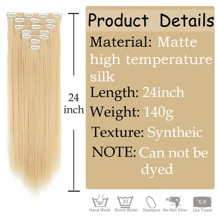 Extensions de Cheveux Synthétiques Longs et Lisses