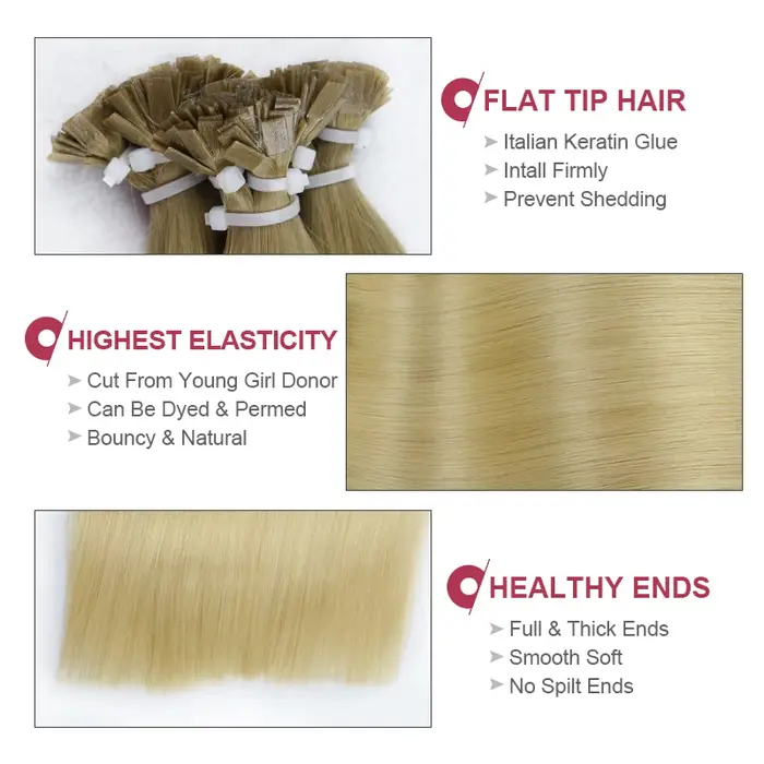 Extensions de cheveux à pointe plate