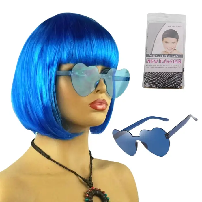 Perruque en fibre synthétique de la marque Anxin : coupe de cheveux bob avec frange, texture de chev