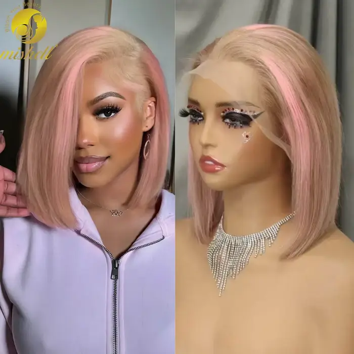 Perruque Bob Rose en Cheveux Humains