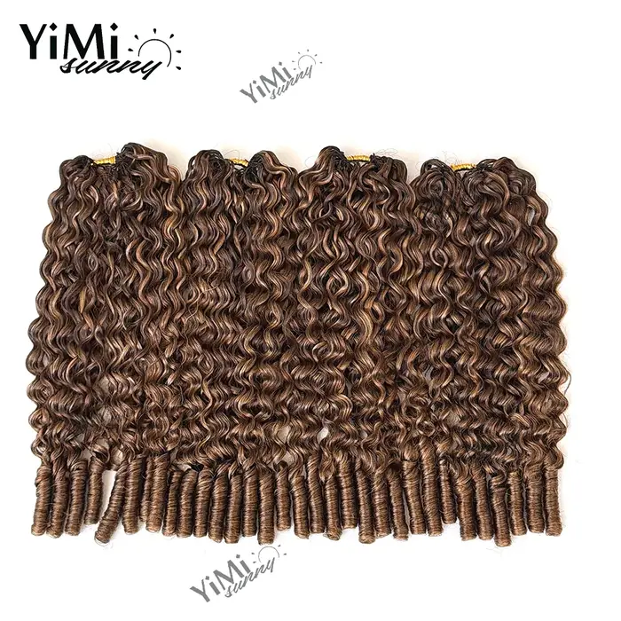 Extensions de cheveux humains bouclés birmanes 4/27/30 en plumes