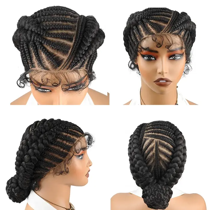 Perruque tressée de 8 pouces, cheveux courts tressés, perruque bob bohème, tresses box braids sans n