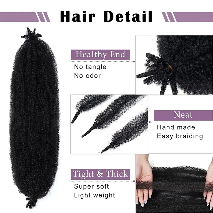 Afro crépus bouclés Marley tresse Crochet cheveux synthétique tressage Extension