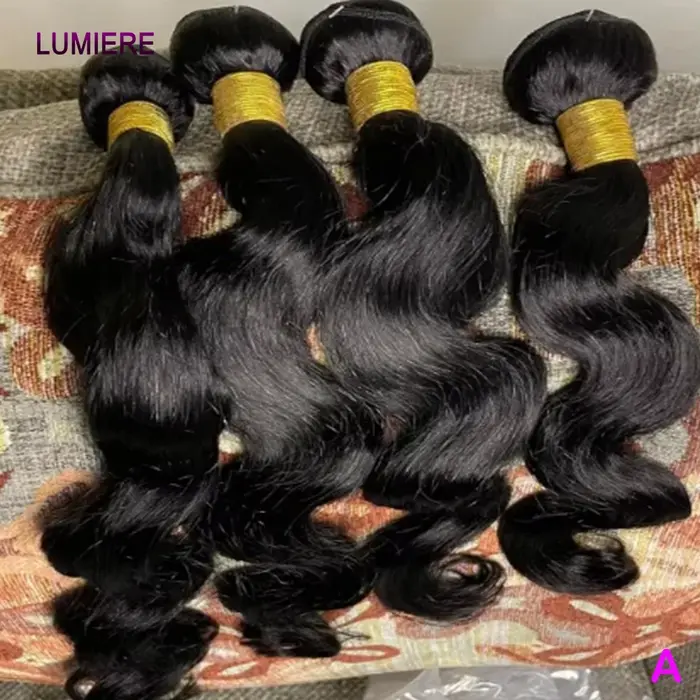 Vague de corps lâche vierge brute indienne gros cheveux humains 3/4 paquets affaire pour les femmes