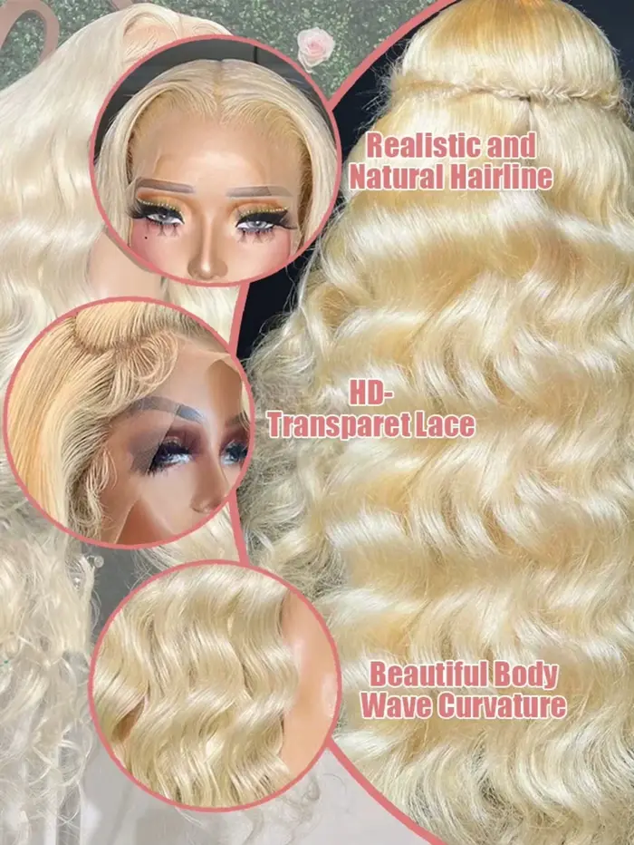 Perruque de cheveux humains blonds 613, densité 200, 40 pouces, avec dentelle frontale HD 13x6, pré-