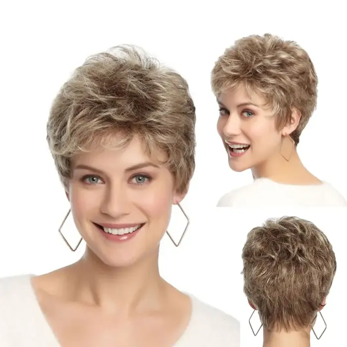 Perruque Afro synthétique courte dorée pour femme
