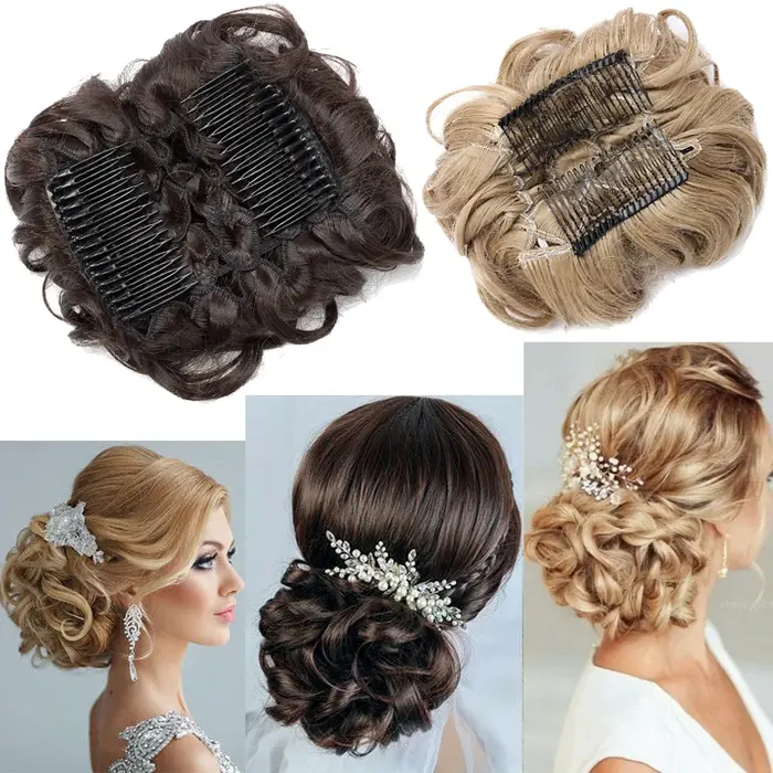 BENEHAIR cheveux synthétiques Chignon brun blond bouclés