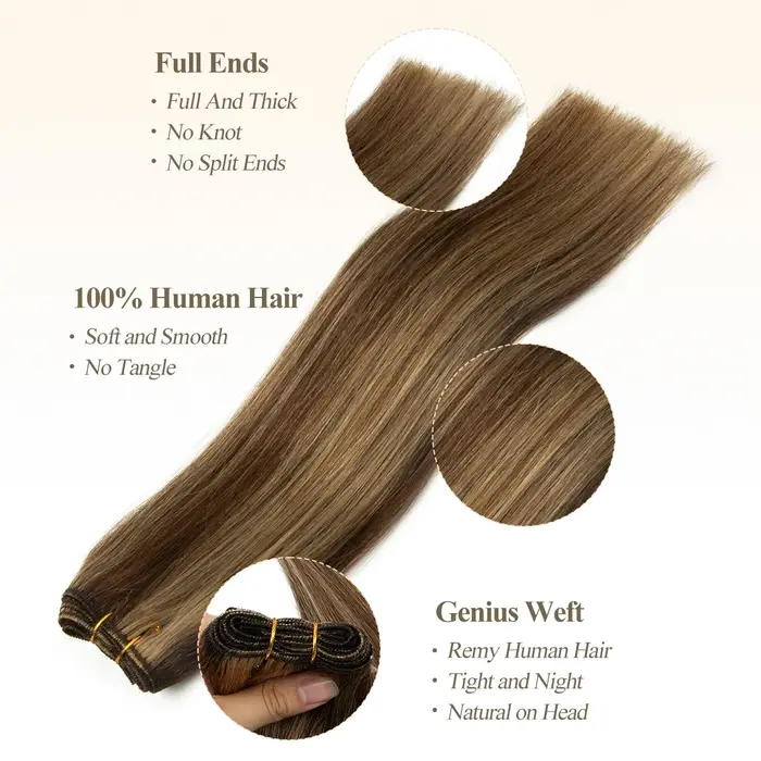 Extensions de cheveux naturels à coudre