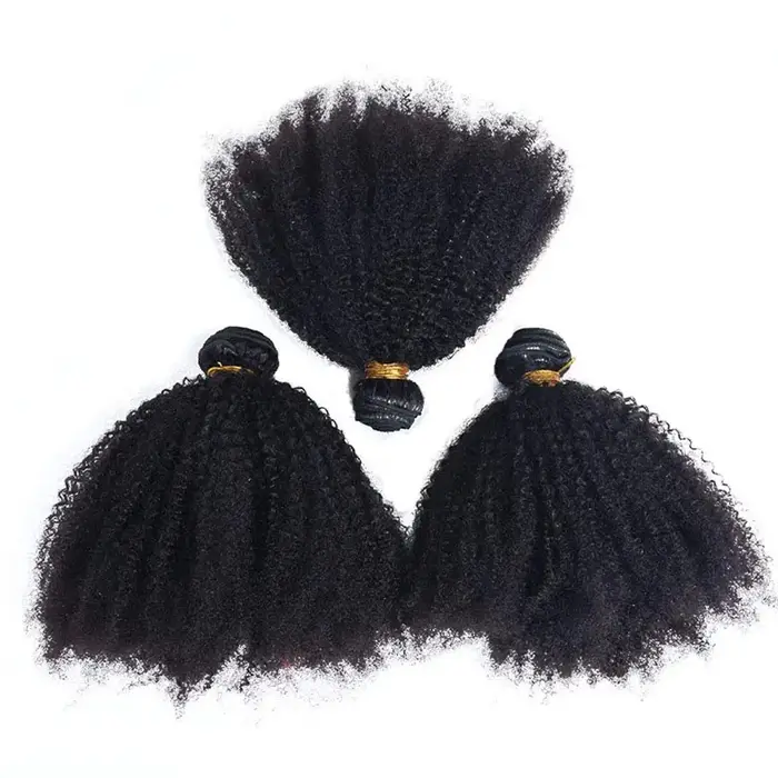 Afro crépus bouclés paquets mongol 1/3 Afro crépus cheveux humains paquets affaire 8-26 "Extensions
