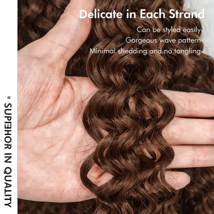 Extensions de cheveux humains bouclés bruns à ondulations profondes, pré-séparées, pour tresses bohè